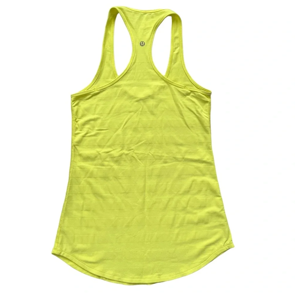 Lululemon Womens Clarity Yellow Cool Racerback Striped Ribbed Racerback Tank Top